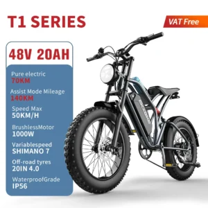 EKX T1 Electric Bike 1000W, 48V 20Ah, 20x40 Fat Tires, Road & Mountain MTB