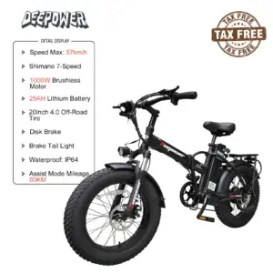 DEEPOWER G20Pro 1000W Folding Electric Bicycle 1000W 48V 25AH Fat Tire Ebike Mountain 20 Inch Electric Bike Beach Cycling E bike